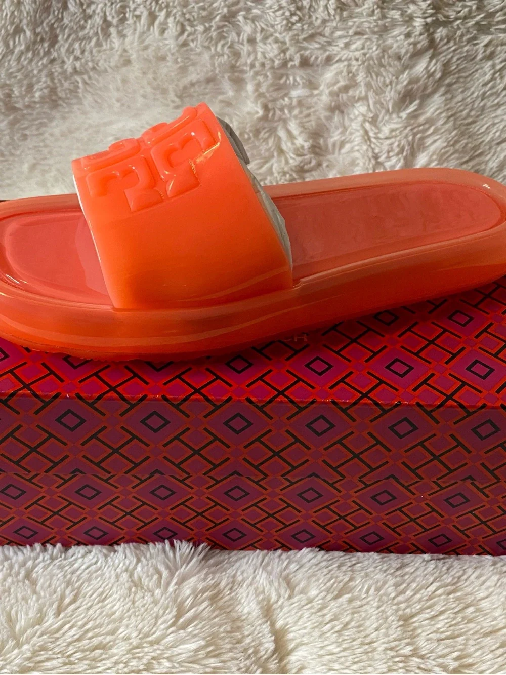 Orange Jelly Slide Sandals - Tory Burch